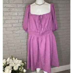 ModCloth Women Pink Lilac Smocked Waist Shift Dress 1X